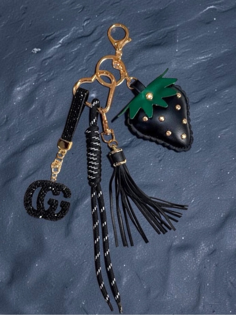 Midnight Berry Charm Collection 🖤🍓 | Tassel & Sparkle Keychain | New